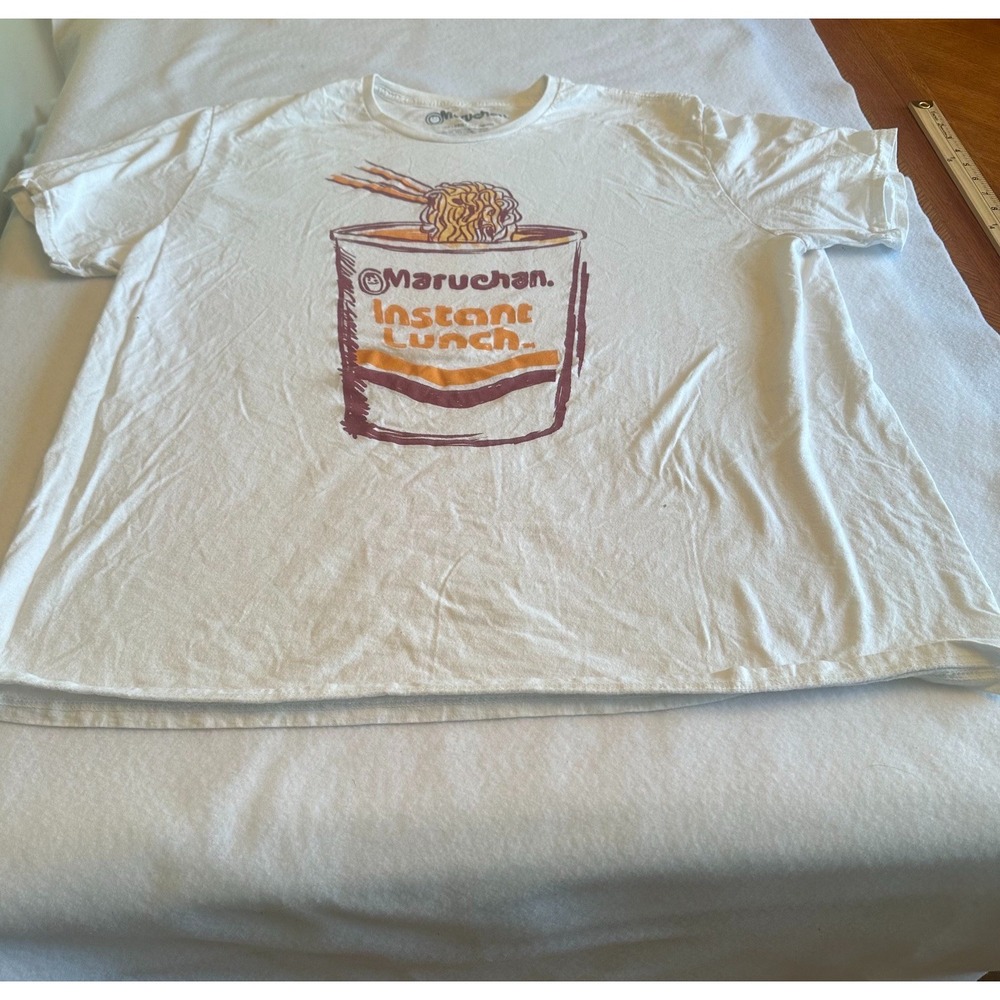 Maruchan Mens T Shirt Instant Lunch Ramen Noodle Graphic White 2XL Cotton Vtg